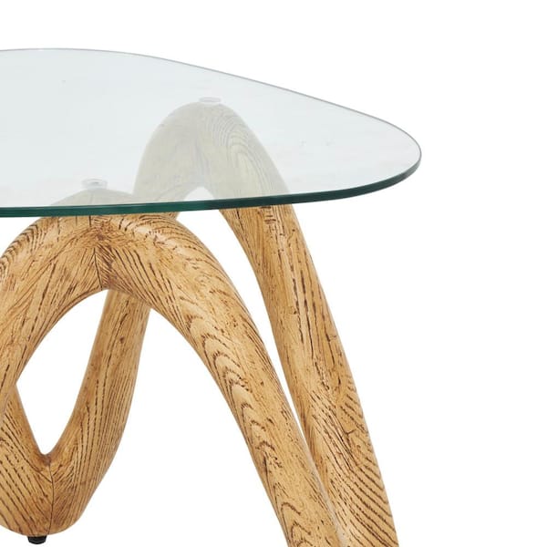 Light Brown Wood Round Top Accent Table With Glass Light Brown Wood Round Top Accent Table With Glass