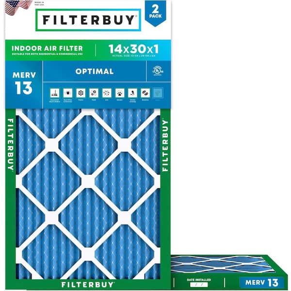 14 in. x 30 in. x 1 in. MERV 13 (FPR 10) Health Defense Pleated HVAC AC Furnace Air Filters Replacement (2-Pack)