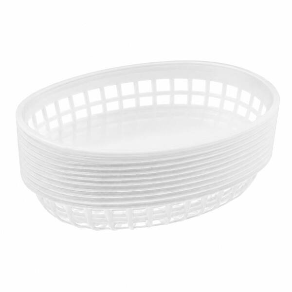 Retro Fast Food Baskets with Checkered Deli Liners, 12-Pack Plastic Baskets and 100-Pack Paper Squares, White