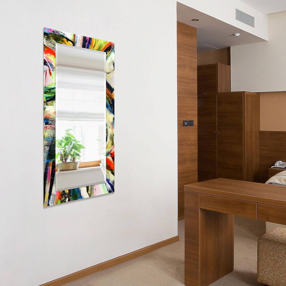 Vibrant Multicolor Rectangular Beveled Wall Mirror with Tempered Glass