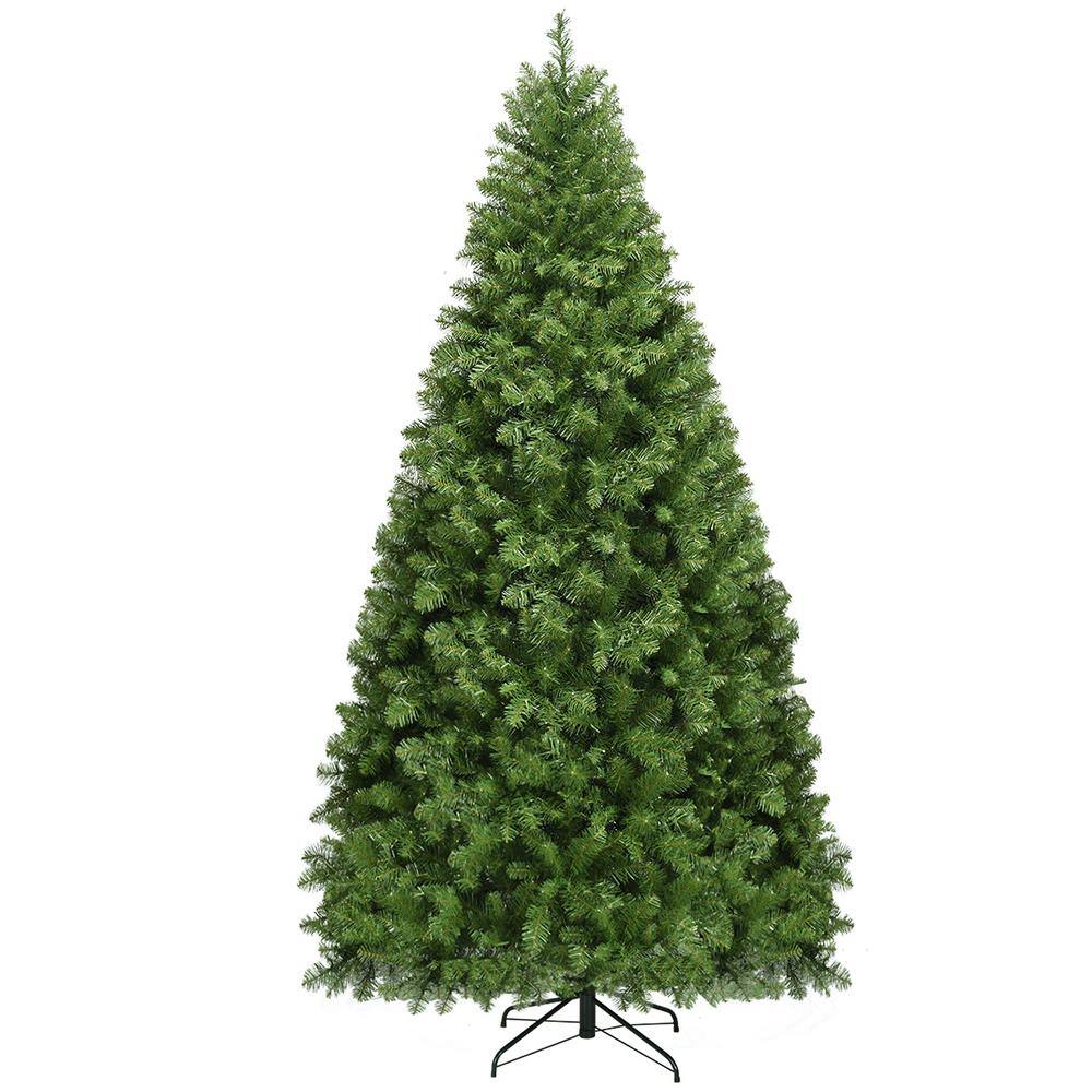 8' Green PVC Spruce Christmas Tree with Warm White LED Lights