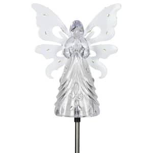Solar Angel with 13 LEDs 3.27 ft. Clear Plastic Garden Stake