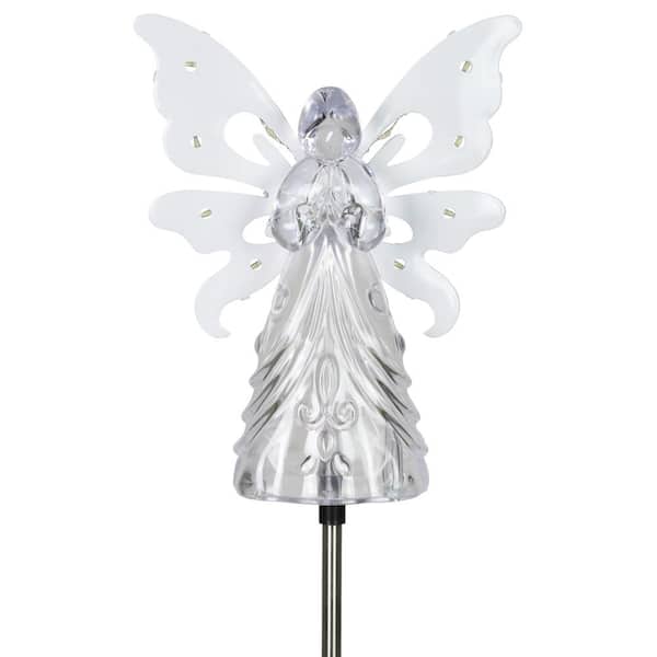 Exhart Solar Angel with 13 LEDs 3.27 ft. Clear Plastic Garden Stake