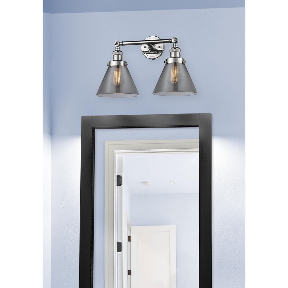 Cone 18 in. 2-Light Polished Chrome Vanity Light with Glass Shade price history on PriceWatchPro