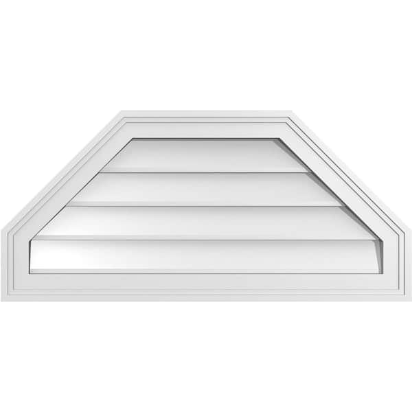 Ekena Millwork 30 in. x 14 in. Octagonal Top Surface Mount PVC Gable Vent: Decorative with Brickmould Frame