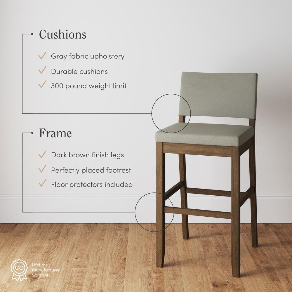 Linus Light Gray and Dark Brown Wood Bar Stool Set