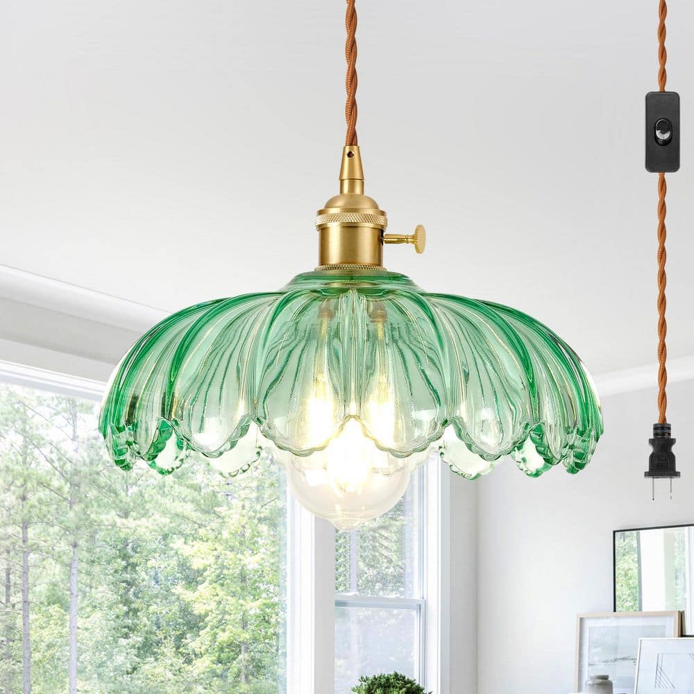 Morauroral Modern 1-Light Mid-Century Plug-In Green Hanging