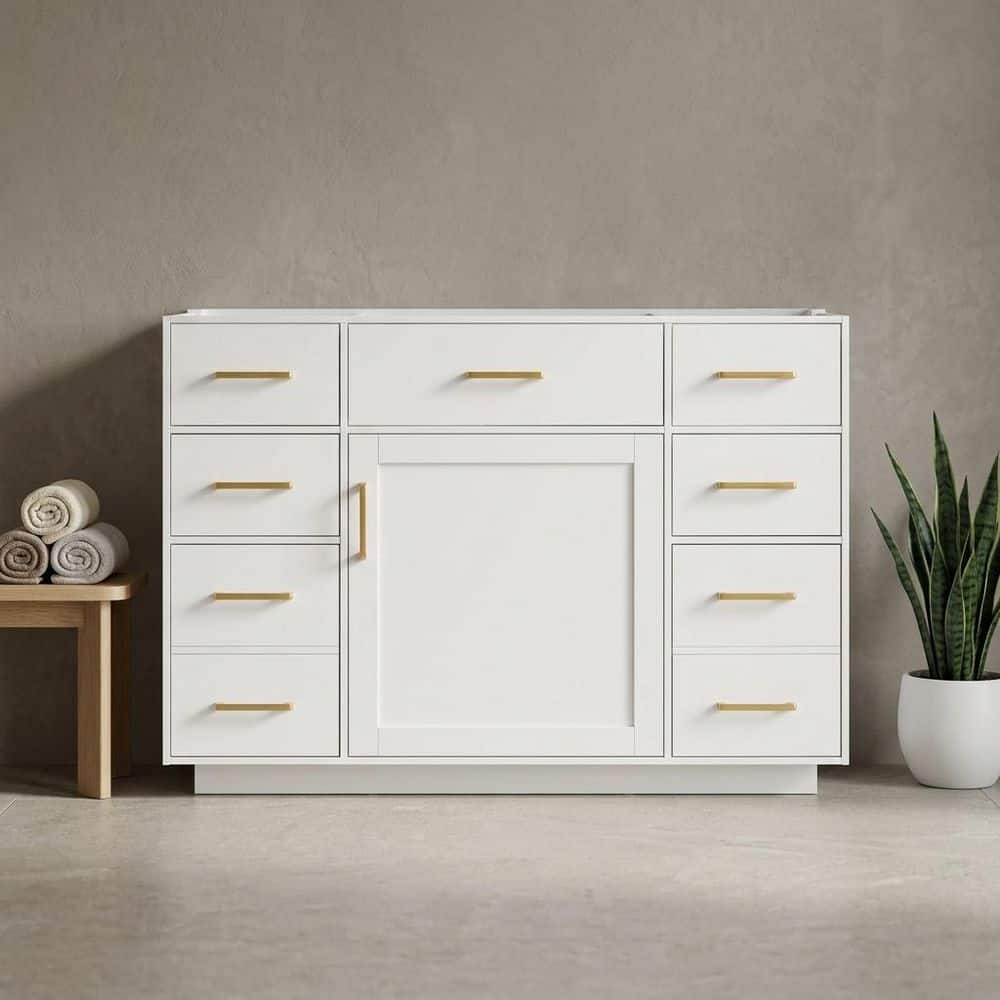 46.8 in. Bath Vanity Cabinet without Top in White with 6 Drawers, Soft-Close Hinges Unassembled price history on PriceWatchPro