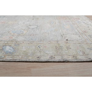 Grey/Light Olive 10 ft. x 14 ft. Hand-Knotted Natural Silk Classic Natural Silk Oushak Area Rug