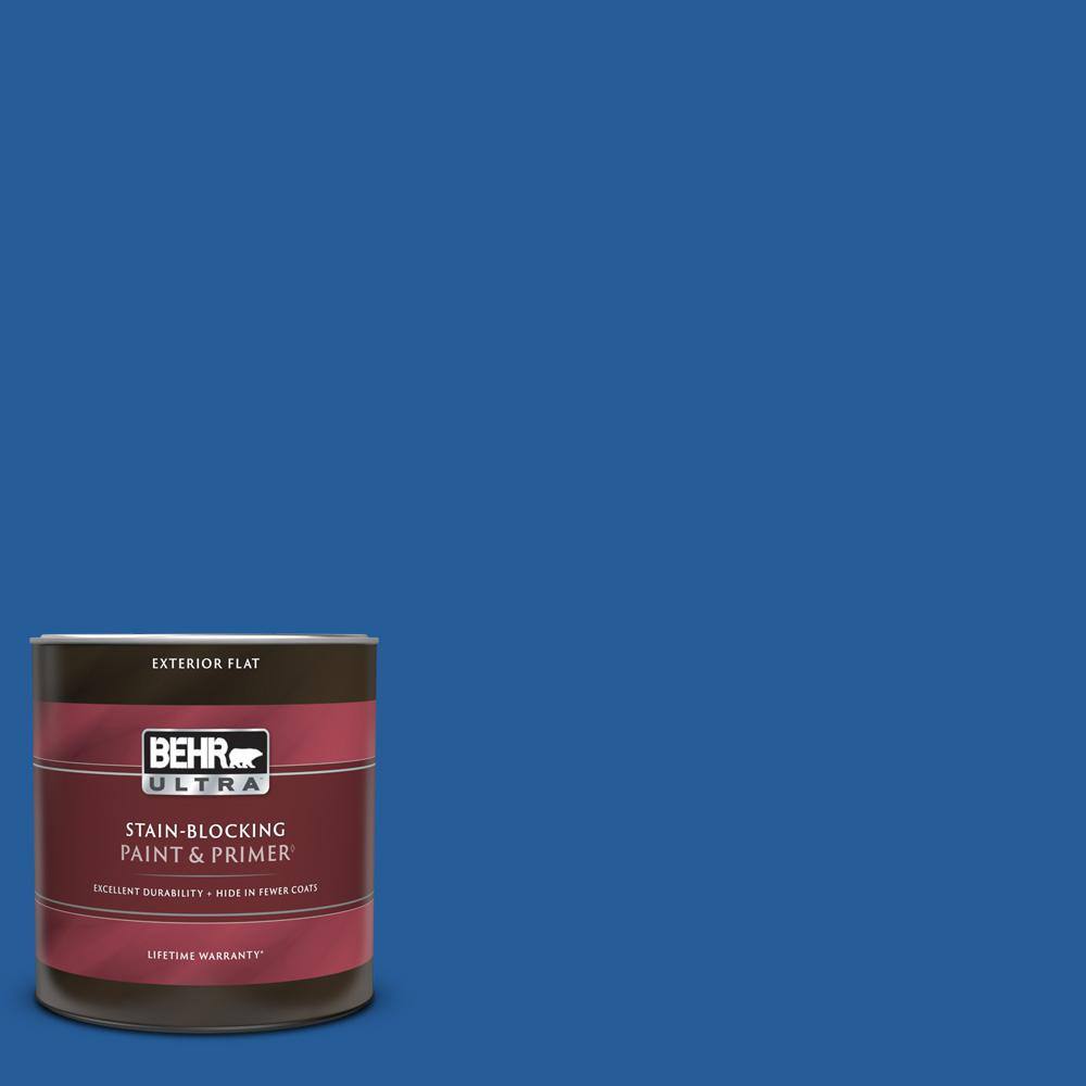 BEHR ULTRA 1 qt. #P510-7 Beacon Blue Flat Exterior Paint & Primer ...