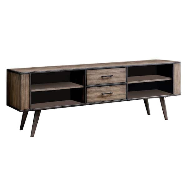 Benjara 72 in. W Brown with 2-Drawer Fits TVs Up to 72 in. Wood TV Stand