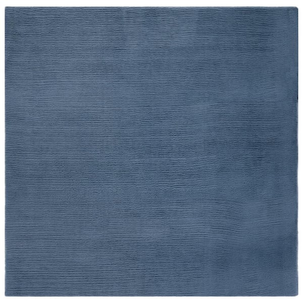 SAFAVIEH Faux Rabbit Fur Dark Gray 6 ft. x 6 ft. Machine Washable High Low Solid Color Square Area Rug