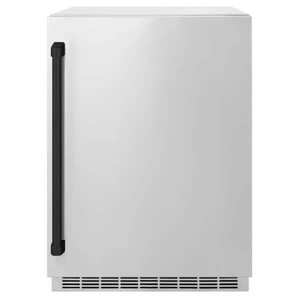 ZLINE Kitchen and Bath Autograph Edition 24 in. Touchstone 151 Can Single Zone Beverage Fridge with Stainless Steel Door and Matte Black Handle