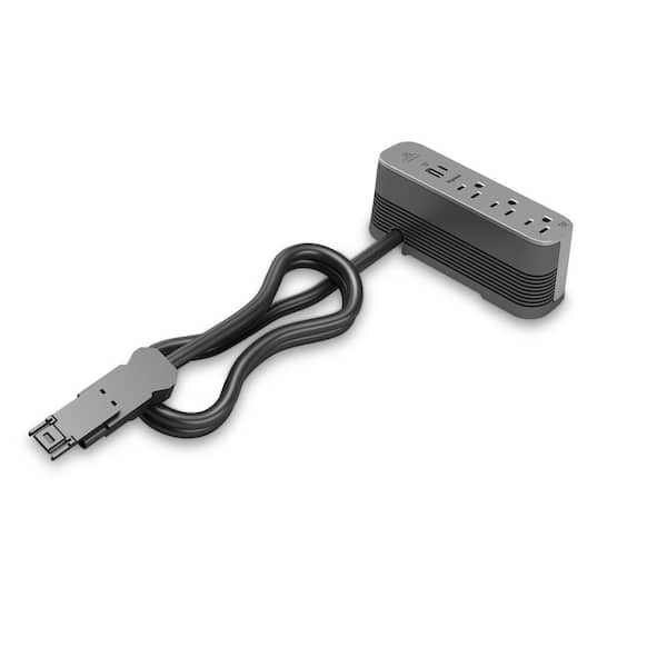 Wiremold ModPower Magnesium 3-Outlet End Unit Surface Mount Power Strip with USB A/C with 3 Ft. Cord