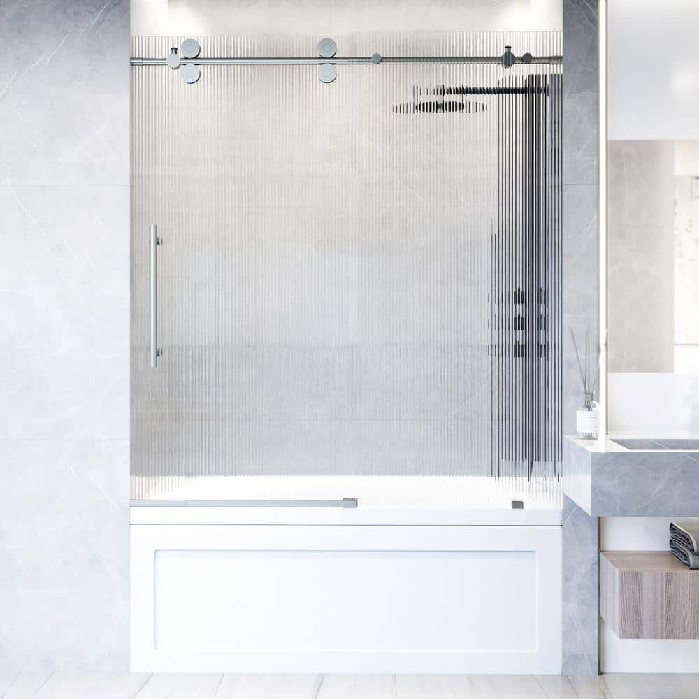 Elan 56-60" Frameless Sliding Tub Door with Fluted Glass