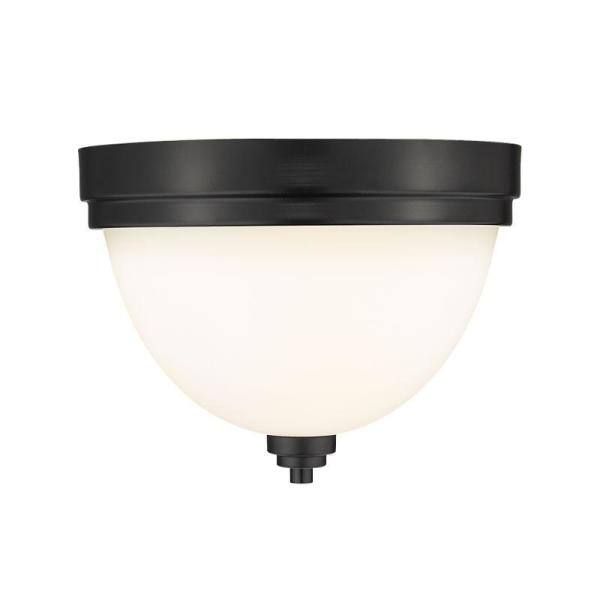 Ashton Matte Black 2-Light Flush Mount with Opal Glass Shade