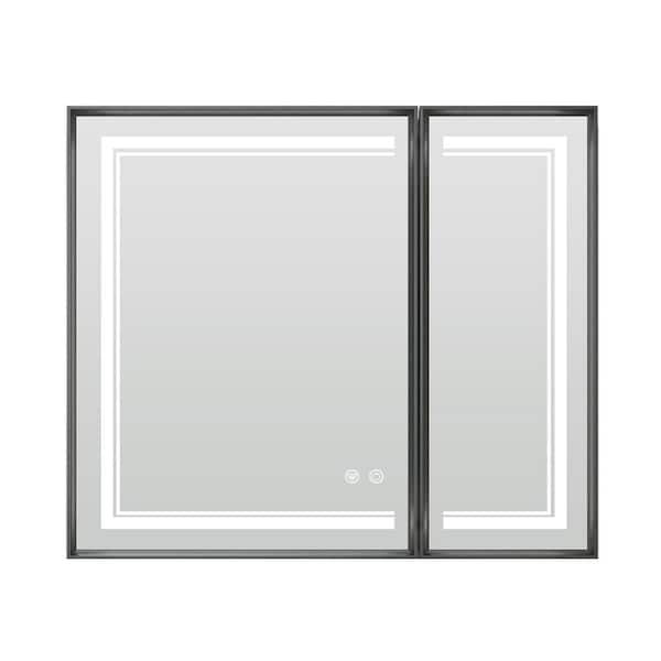 30 in. H x 26 in. W Rectangular Aluminum Alloy Framed Recessed/Surface Mount Medicine Cabinet with Mirror Dimmable LED