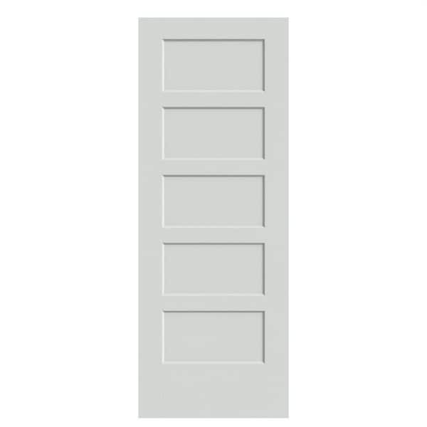 Masonite 28 in. x 80 in. 5-Panel Bayshore Single Bore Solid Core Primed Molded Composite Interior Door Slab
