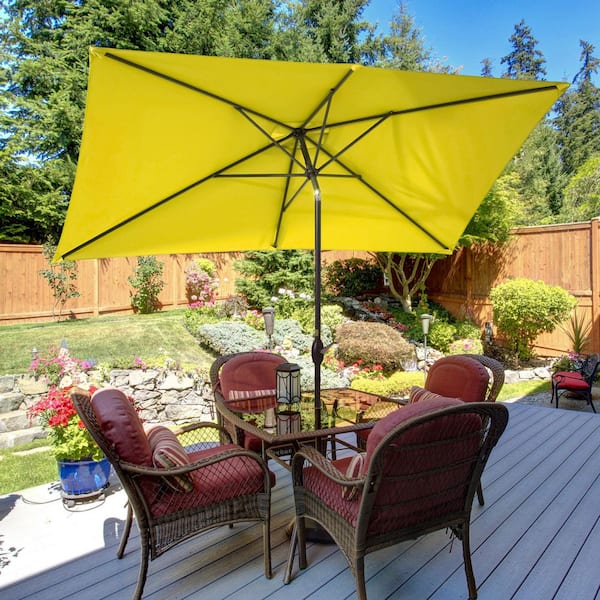 10 x 6.5 ft. Rectangular Patio Umbrella with UV Protection, Easy Tilt and Wind-Resistant Features in Yellow