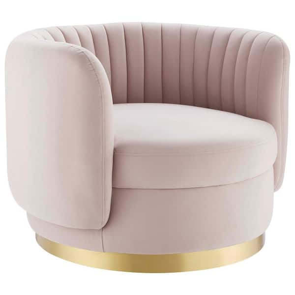 Embrace Tufted in Gold Pink Performance Velvet Performance Velvet Swivel Chair