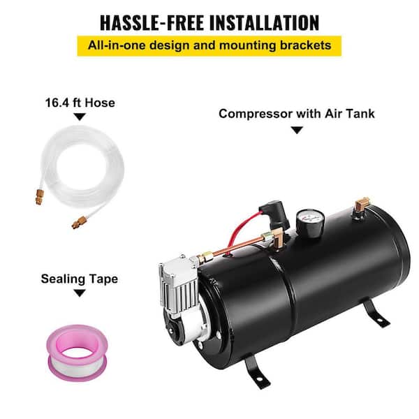 Air Compressor 120 PSI 12-Volt Train Horn Kit with Tank Pump For Air Horn  BAGS Vehicle US