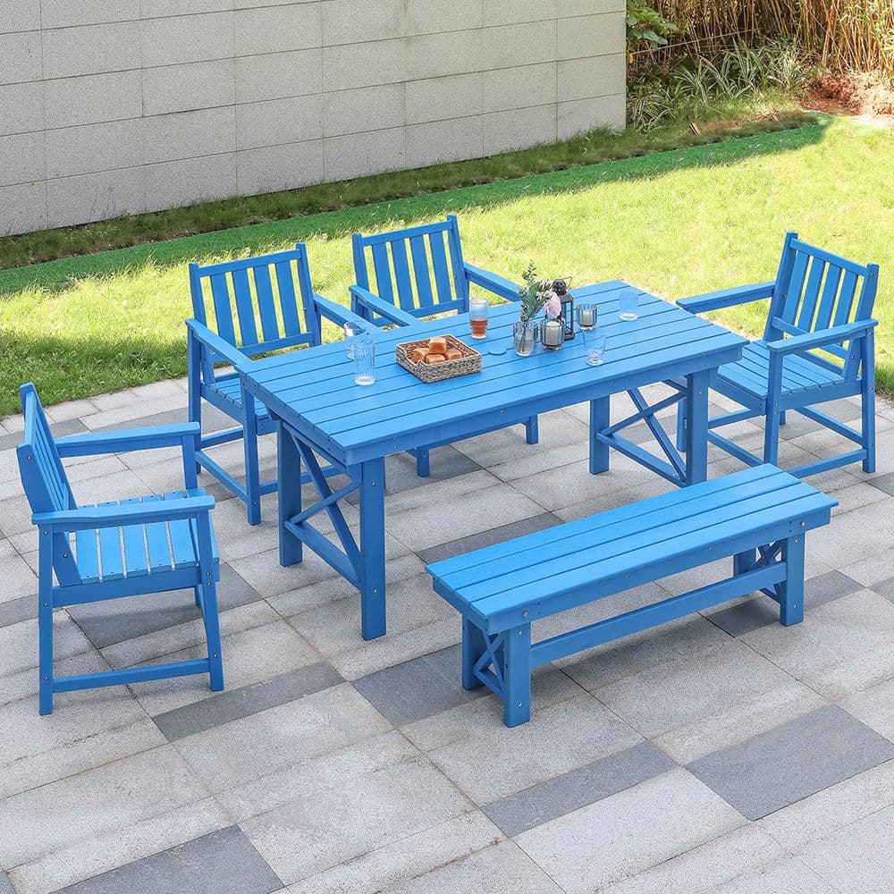 CikaCika HDPE 6-Piece Plastic Standard Height Outdoor Dining Set