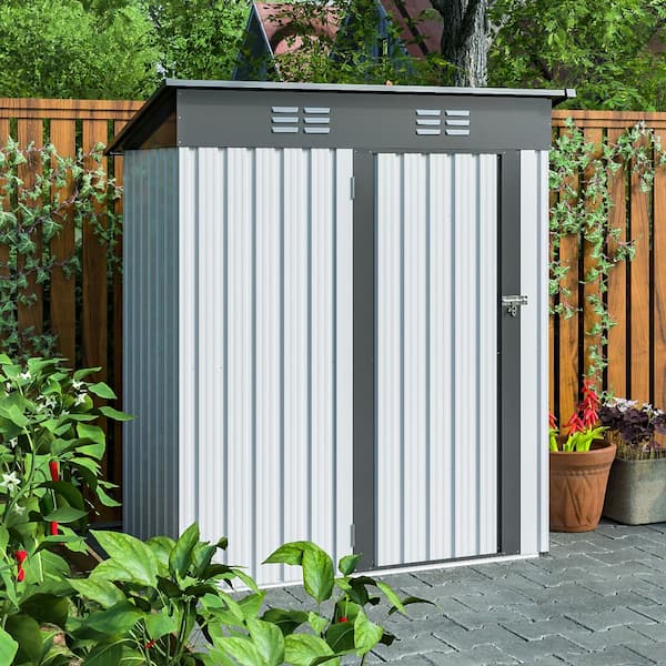 Unbranded 5 ft. x 3 ft. Outdoor Metal Storage Shed, with Lockable Doors, For Patio, Lawn, Backyard (15 sq. ft.)
