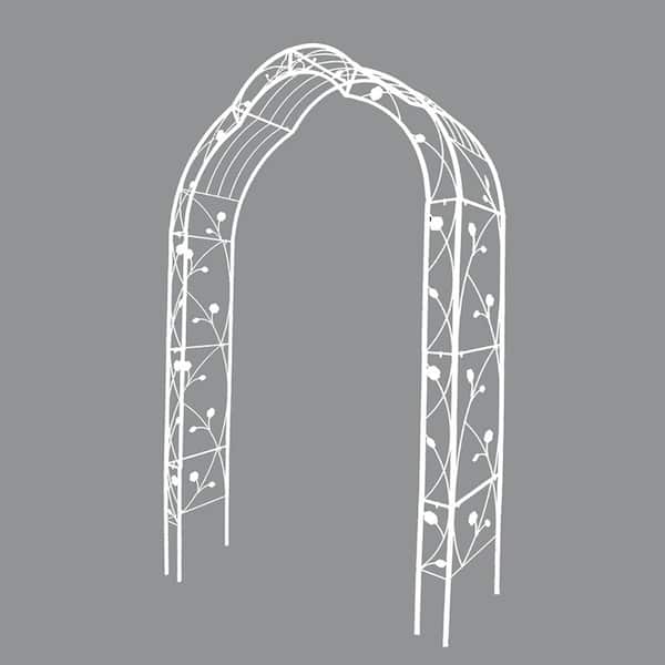 Tenleaf Free-To-Assemble Anti-Rust 98.4 in. x 59 in. White Metal Arbor
