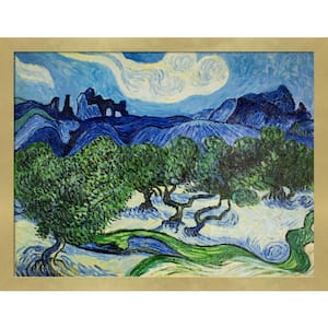 Olive Trees with the Alpilles by Vincent Van Gogh Semplice Specchio Framed Oil Painting Art Print 34 in. x 44 in.