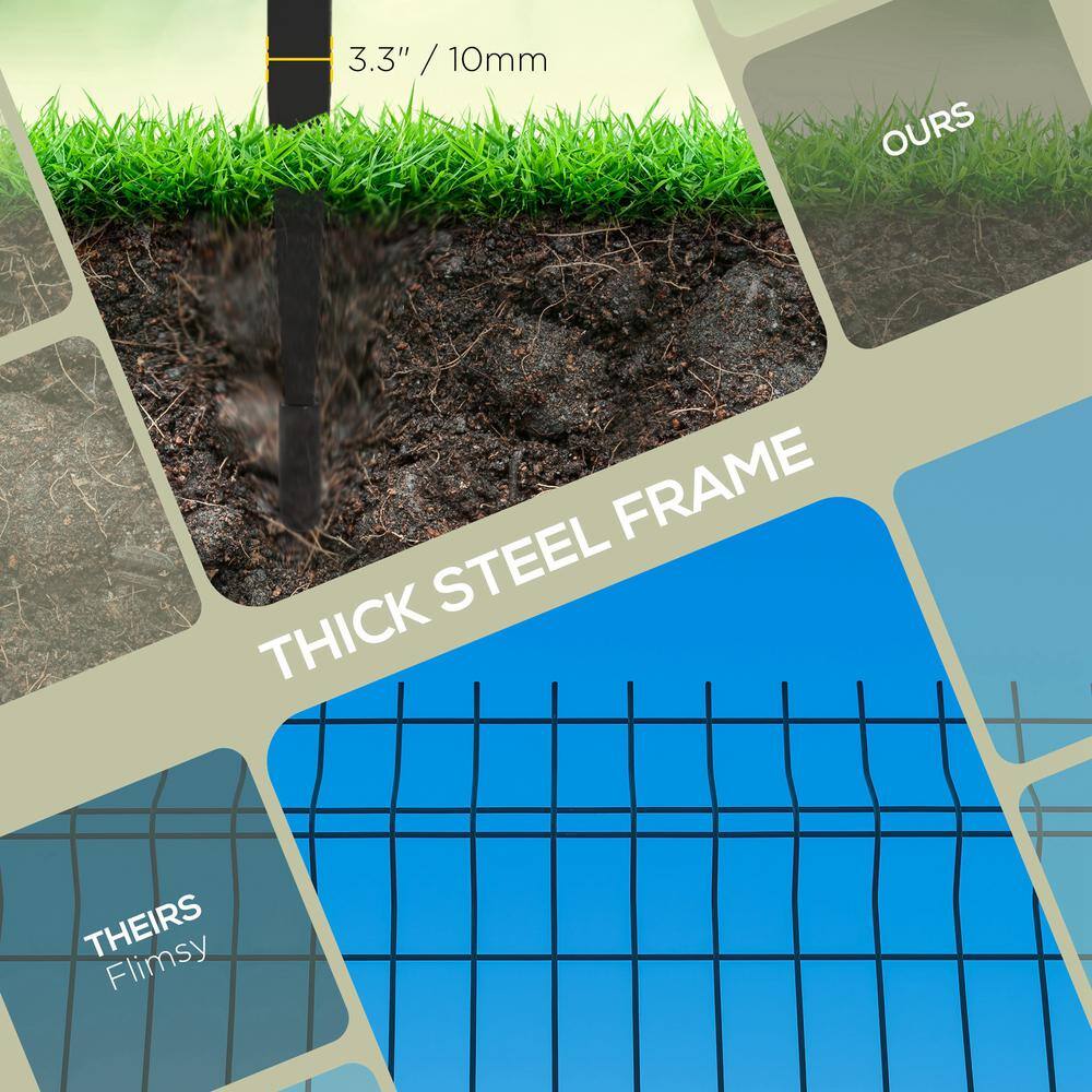 Black Steel Decorative Garden Border Fence Panels, 9.2' x 17.25"