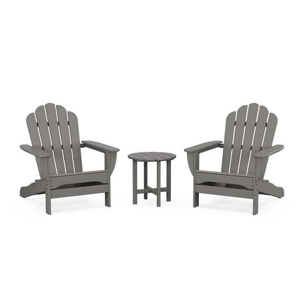 Trex Outdoor Furniture Stepping Stone 3-Piece Plastic Patio Conversation Set in Oversized Adirondack Monterey Bay