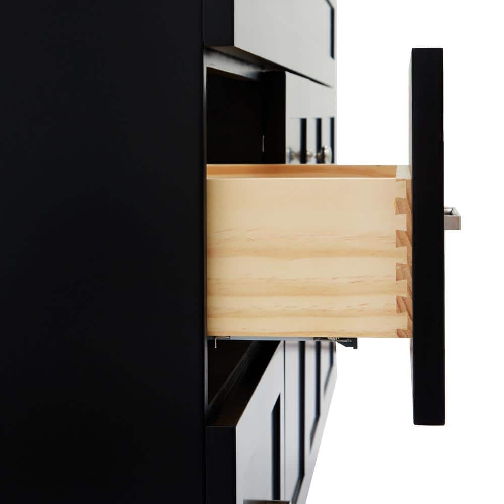 Hamlet Black 66" Freestanding Single Vanity Cabinet with Nickel Hardware