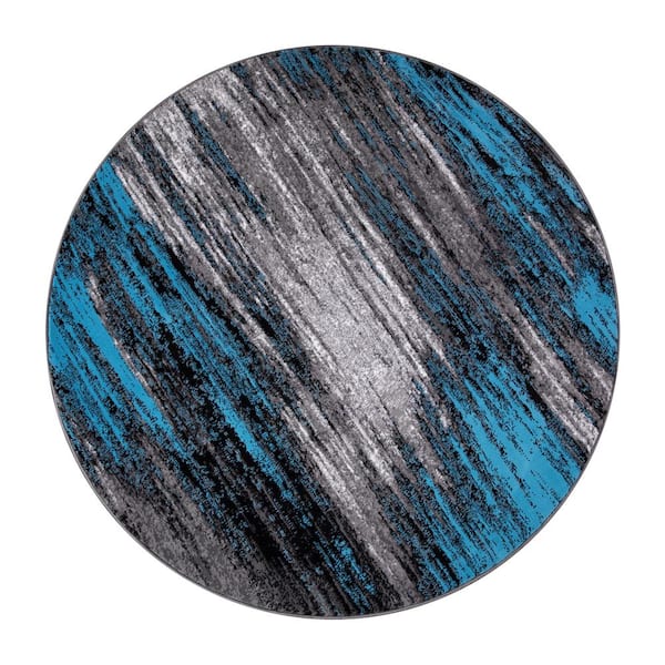 Blue 7 ft. Round Olefin Area Rug