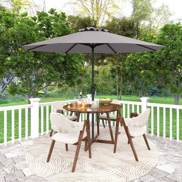 iron patio umbrella Resin Coated Base Stand This outdoor umbrella provides ample shade with its 9 ft Bronze Finish Outdoor Cast Iron