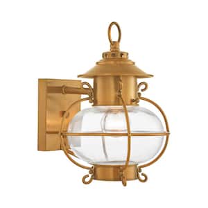 Providence Wall-Mount 1-Light Flemish Brass Outdoor Incandescent Wall Lantern Sconce