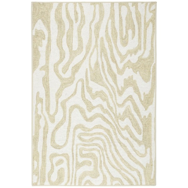 DASH & ALBERT Amber Machine Washable Natural 6 ft. x 9 ft. Indoor Area Rug