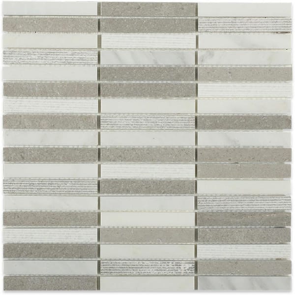 Ivy Hill Tile Exterior Tech Gray Brick Joint 12 in. x 12 in. Marble Mosaic Tile