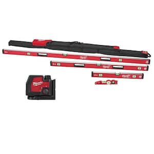 10 in./24 in./48 in./78 in. REDSTICK Magnetic Box Beam and Torpedo Level Set with Green 100 ft. Laser Level Set