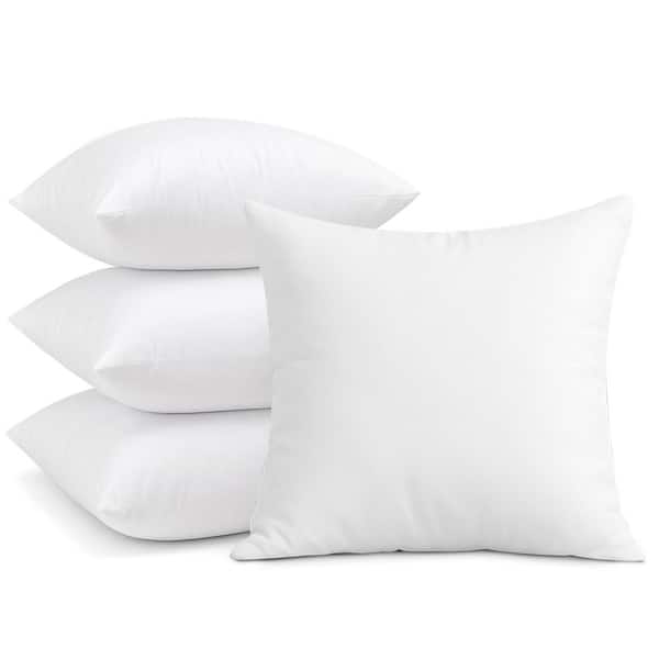 White Solid Plush Polyester 16 in. x 16 in. Decorative Throw Pillows Insert Indoor Cushion Set of 4