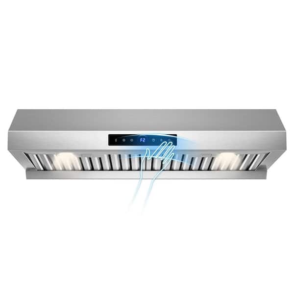 30 in. 900 CFM Stainless Steel Range Hood with 4-Speed Settings, Remote Control LED, Gesture Control, Detachable Oil Cup