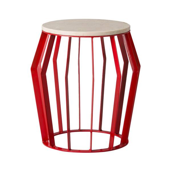 Small RED W/White Emissary Stool/Table