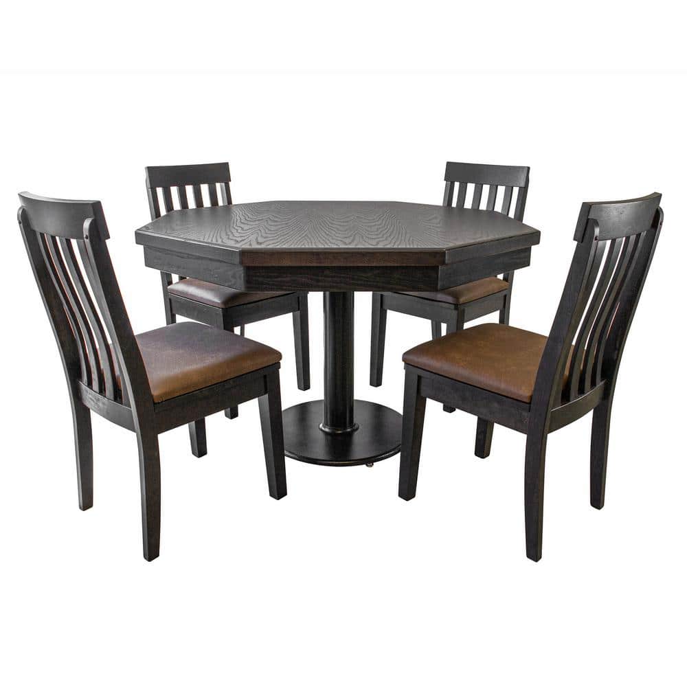 Mocha Oak 48'' Octagonal Poker Table with Cup Holders