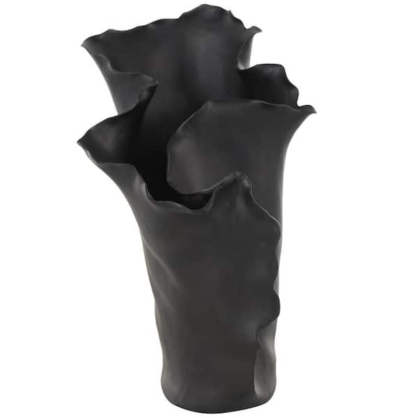 Litton Lane Black Abstract Floral Inspired Ceramic Floral Decorative Vase