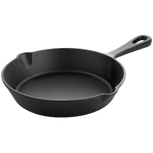 8 in. Round Pre Seasoned Cast Iron Frying Pan in Black