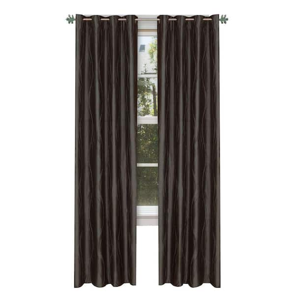 Lavish Home Grey Wavy Polyester Grommet Curtain Panel, 84 in. (Set of 2)