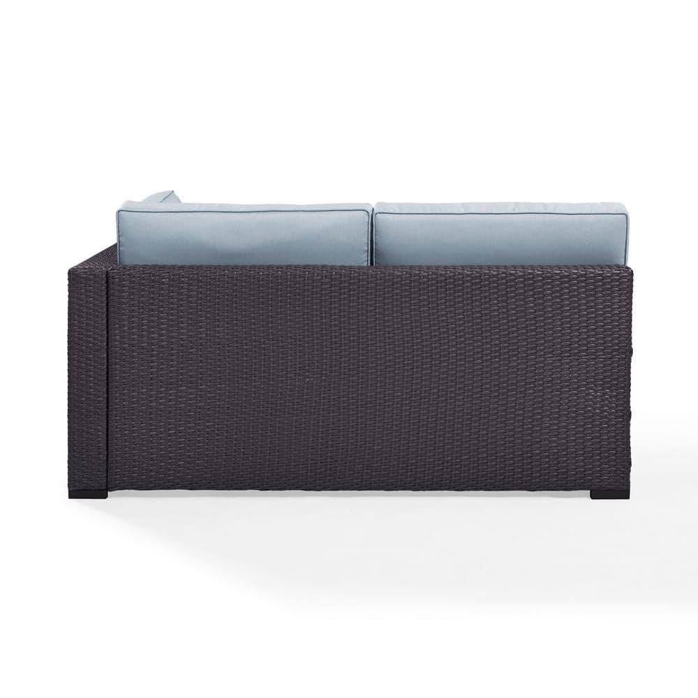 Biscayne Mist Blue Wicker Outdoor Loveseat with Cushions