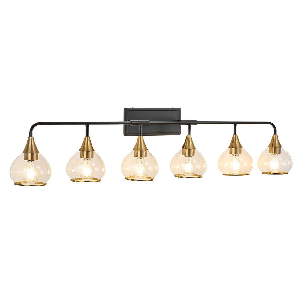 48 in. 6-Light Modern Gold Vanity Light with Clear Glass Shades Industrial Wall Mounted Lamp for Mirror price history on PriceWatchPro