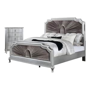 Lorenna 2-Piece Silver and Warm Gray Wood Frame Queen Bedroom Set, Bed and Chest