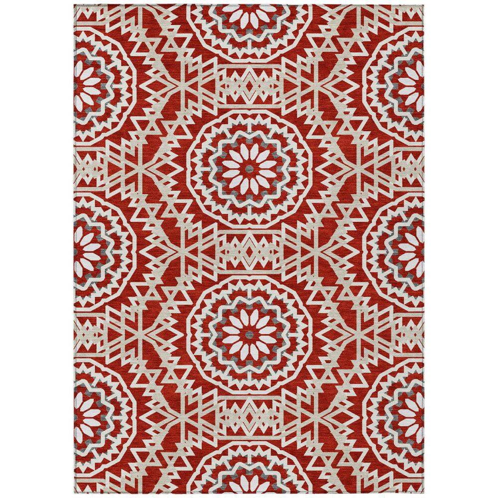 Red, Beige, Ivory 10 ft. x 14 ft. Woven Floral, Medallion Polyester Rectangle Indoor/Outdoor Area Rug price history on PriceWatchPro