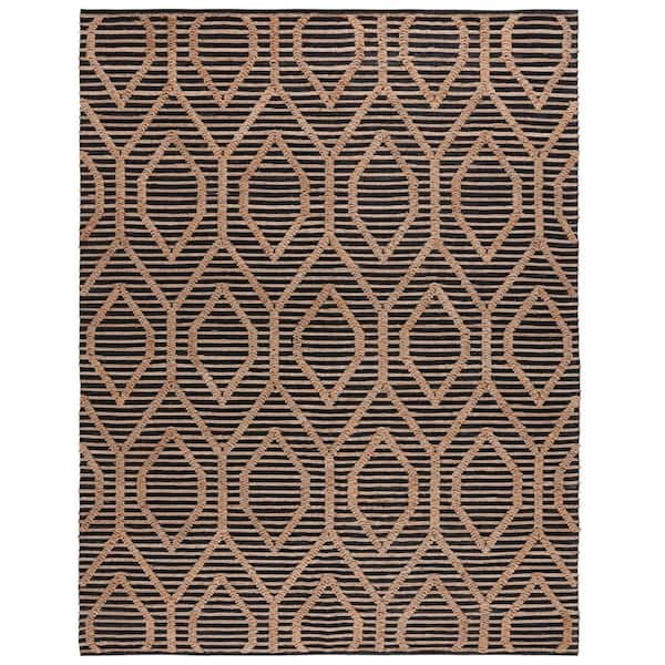 SAFAVIEH Natural Fiber Black/Beige 8 ft. x 10 ft. Diamond Striped Area Rug